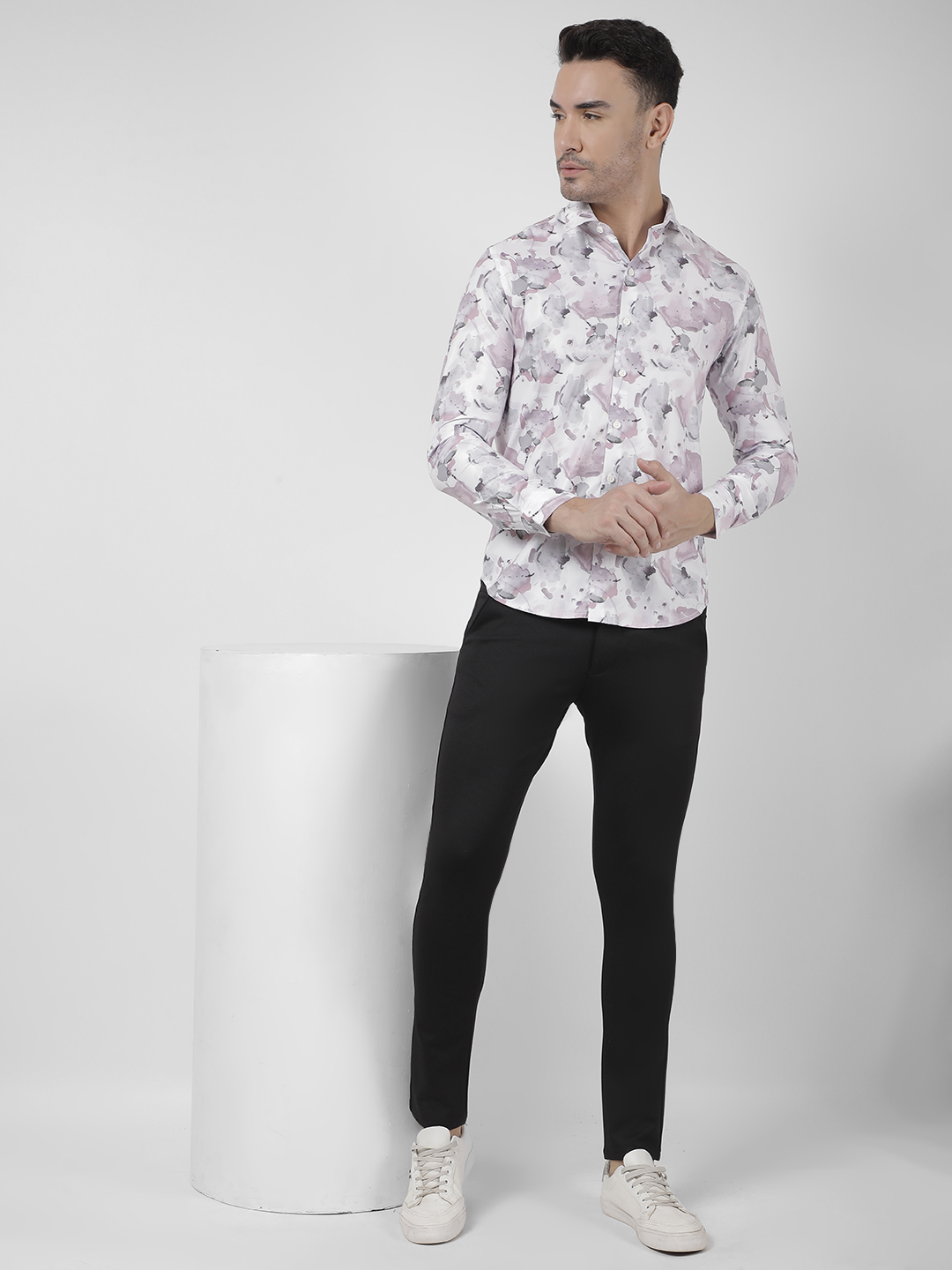 Numero Uno Men Abstract Pink Shirt